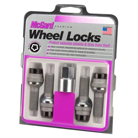 McGard Wheel Lock Bolt Set - 4pk. (Radius Seat) M14X1.5 / 19mm Hex 35.4mm Shank Length Black