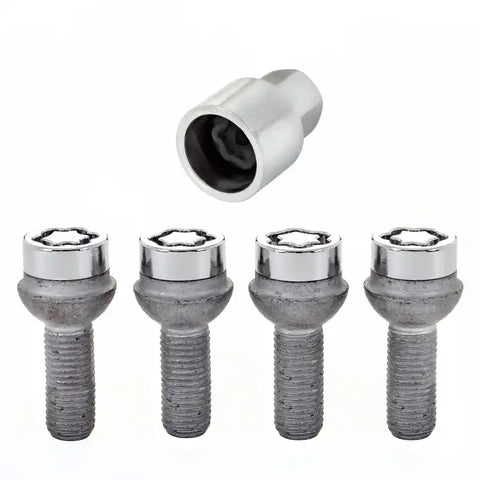 McGard Wheel Lock Bolt Set - 4pk. (Radius Seat) M12X1.5 / 17mm Hex 27.9mm Shank Length Chrome