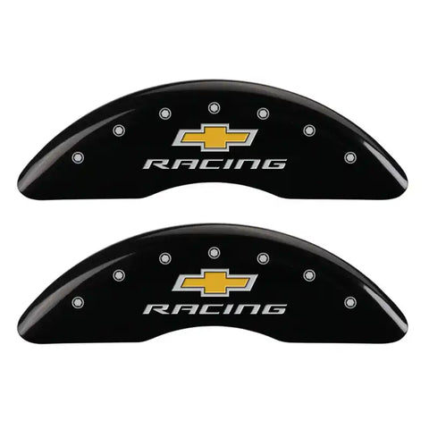 MGP 4 Caliper Covers Engraved F & R Chevy Racing Black Finish Silver Char 2019 Chevrolet Camaro