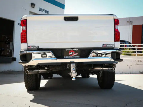 aFe 49-44126-P Large Bore-HD 4in 409SS DPF-Back Exhaust System w/Polished Tips 20 GM Diesel Trucks V8-6.6L