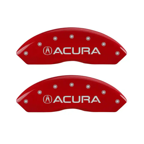 MGP 4 Caliper Covers Engraved Front & Rear Acura Red finish silver ch