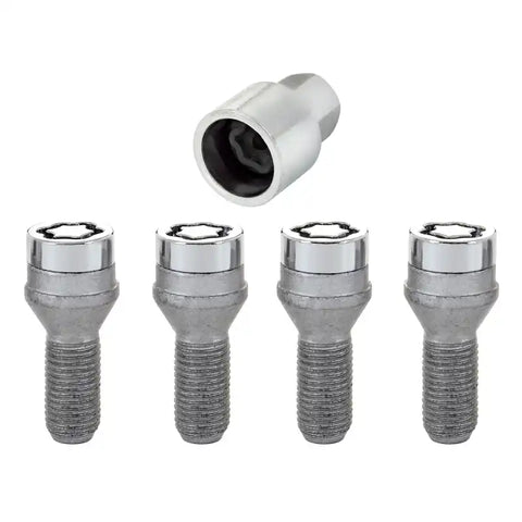McGard Wheel Lock Bolt Set - 4pk. (Cone Seat) M14X1.5 / 17mm Hex 27.5mm Shank Length Chrome