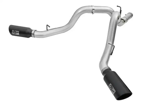 aFe 49-04080-B Atlas Exhaust 4in Dual DPF-Back Al Steel w/ Black Tips 16-17 GM Diesel Truck V8-6.6L (td) LML