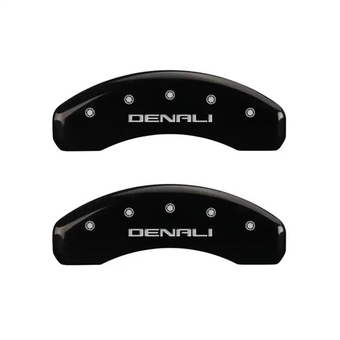 MGP 4 Caliper Covers Engraved Front & Rear Denali Black Finish Silver Char 2017 GMC Canyon