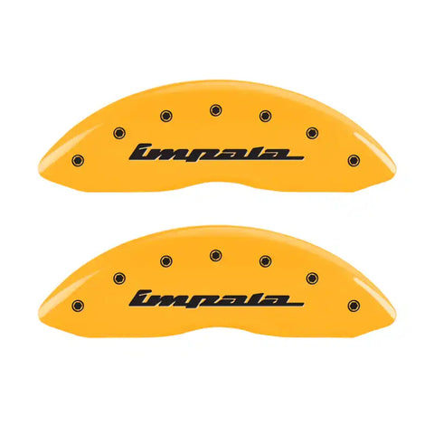 MGP 4 Caliper Covers Engraved Front & Rear Impala Yellow finish black ch