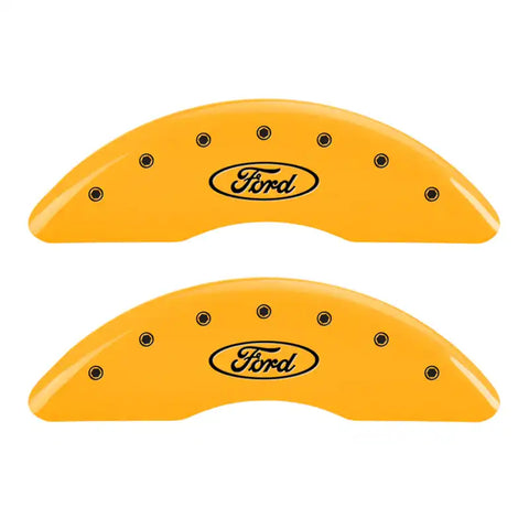 MGP 4 Caliper Covers Engraved Front & Rear Oval logo/Ford Yellow finish black ch