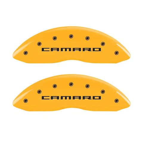 MGP 4 Caliper Covers Engraved Front & Rear Gen 5/Camaro Yellow finish black ch