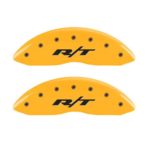 MGP 4 Caliper Covers Engraved Front & Rear RT1-Truck Yellow Finish Black Char 2007 Dodge Charger