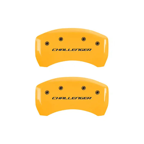 MGP 4 Caliper Covers Engraved Front & Rear Cursive/Challenger Black finish silver ch