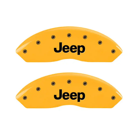 MGP 4 Caliper Covers Engraved Front Jeep Rear Grill Logo Yellow Finish Black Char 2004 Jeep Wrangler