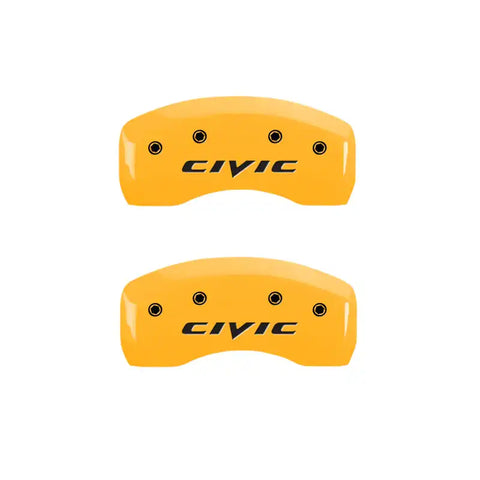 MGP 4 Caliper Covers Engraved Front & Rear Mgp Yellow Finish Black Char 2007 Honda Civic