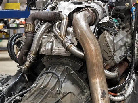 aFe 48-33016 Twisted Steel Header Up-Pipe 08-10 Ford Diesel Trucks V8-6.4L (td)