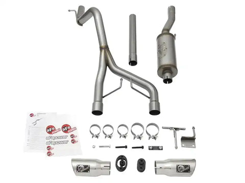 aFe 49-48056-P Rebel Series CB 2.5in Dual Center Exit SS Exhaust w/ Polish Tip 07-15 Jeep Wrangler 3.6L/3.8L V6