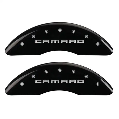MGP 4 Caliper Covers Engraved Front & Rear Gen 5/Camaro Black finish silver ch