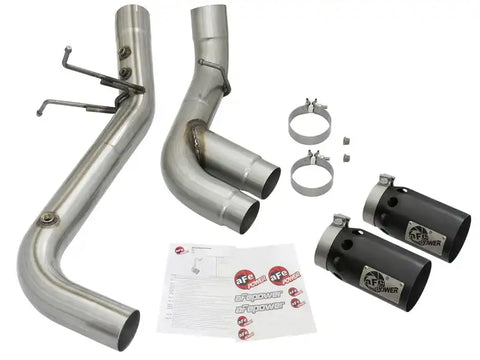 aFe 49-44089-B Victory Series 4in 409-SS DPF-Back Exhaust w/ Dual Black Tips 2017 GM Duramax V8-6.6L(td) L5P