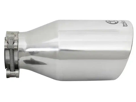 aFe 49T25454-P09 Takeda 304 Stainless Steel Clamp-On Exhaust Tip 2.5in. Inlet / 4.5in. Outlet 9in. L - Polished