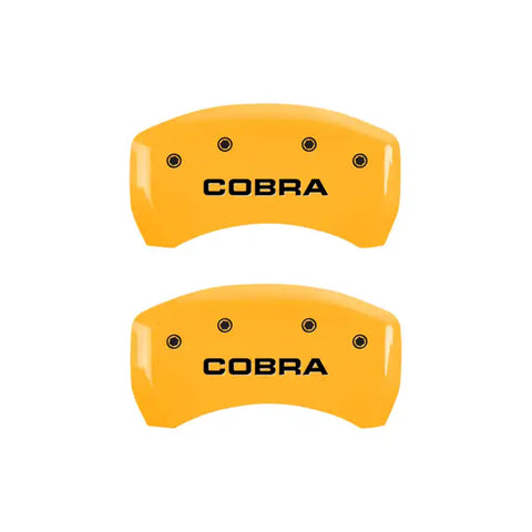 MGP 4 Caliper Covers Engraved Front & Rear Cobra Yellow Finish Black Char 2006 Ford Mustang