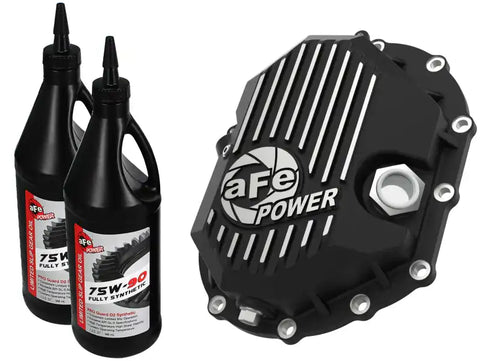 aFe 46-71051B Power 11-18 GM 2500-3500 AAM 9.25 Axle Front Diff Cover Black Machined w/ 2 Qts 75w90 Oil