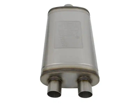 aFe 49M00014 MACHForce XP SS Muffler 3in Center Inlet / 2.5in Dual Outlets 22in L x 11in W 6in H Body