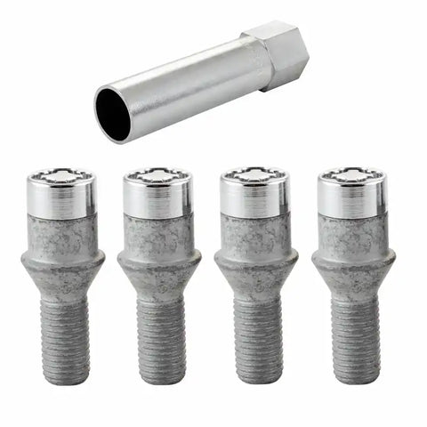 McGard Wheel Lock Bolt Set - 4pk. (Tuner / Cone Seat) M12X1.5 17mm Hex 22.4mm Shank L. Chrome
