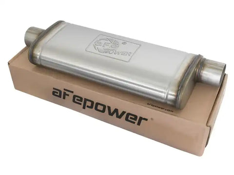 aFe 49M00017 MACHForce XP SS Muffler 3in Center Inlet / Offset Outlet 22in L x 9in W x4in H Body