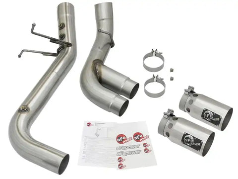 aFe 49-44089-P Victory Series 4in 409-SS DPF-Back Exhaust w/ Dual Polished Tips 2017 GM Duramax V8-6.6L(td) L5P
