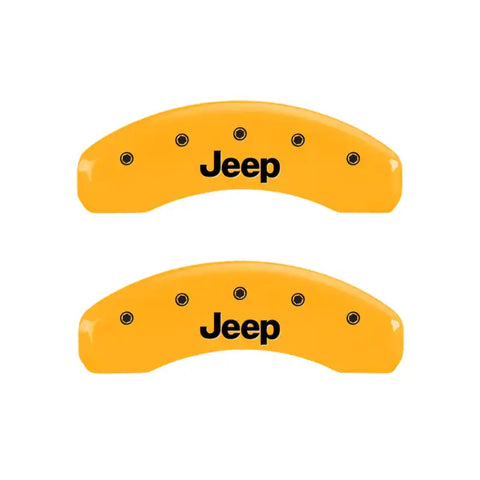 MGP 4 Caliper Covers Engraved Front & Rear Jeep Yellow Finish Black Char 2004 Jeep Grand Cherokee