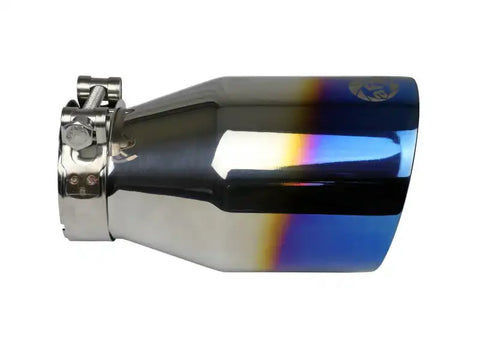 aFe 49T25404-L071 Mach Force XP 304 Stainless Steel Clamp-On Exhaust Tip 2.5in Inlet / 4in Outlet - Blue Flame