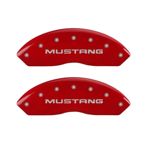 MGP 4 Caliper Covers Engraved Front Mustang Engraved Rear SN95/GT Red finish silver ch