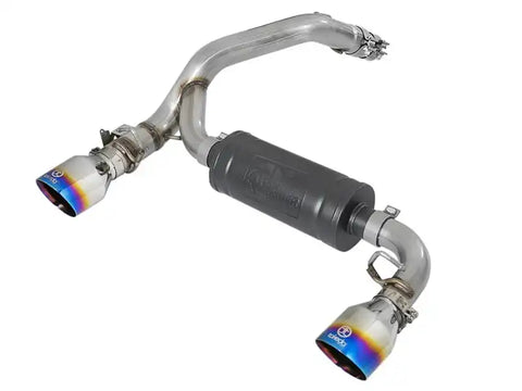 aFe 49-33104-L Takeda 3in 304 SS Axle-Back Exhaust System w/ Blue Flame Tip 16-18 Ford Focus RS 2.3L (t)