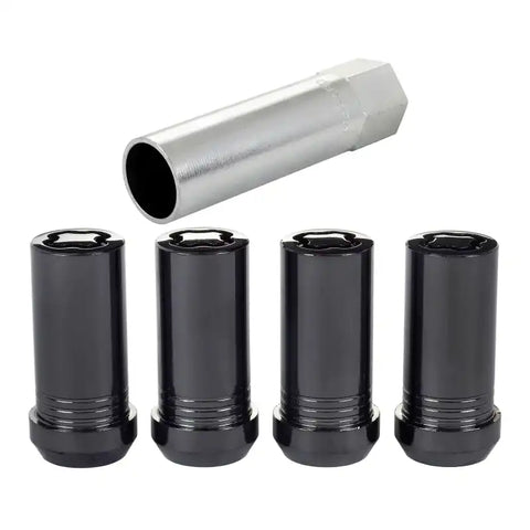 McGard Wheel Lock Nut Set - 4pk. (Tuner / Cone Seat) M14X1.5 1in. Hex 1.935in. Length Black
