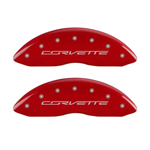 MGP 4 Caliper Covers Engraved Front & Rear C7/Corvette Red finish silver ch