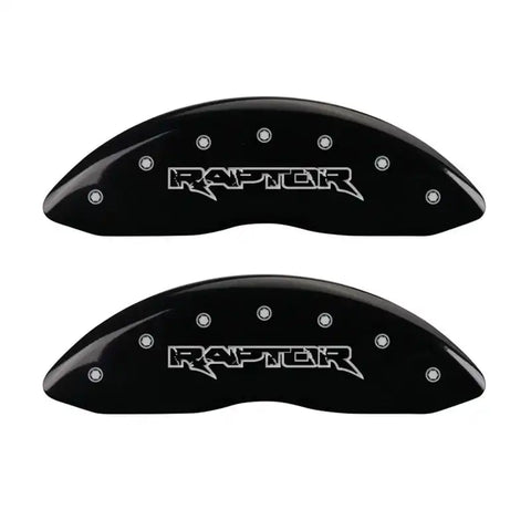 MGP 4 Caliper Covers Engraved Front & Rear Raptor Black finish silver ch