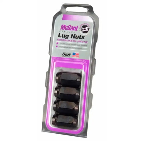 McGard Hex Lug Nut (Cone Seat) M12X1.5 / 13/16 1.5in. Length (4-pack) - Black