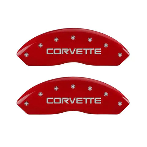 MGP 4 Caliper Covers Gloss Red Engraved with Corvette C4 (Full Kit 4 Pieces)