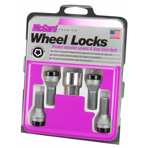 McGard Wheel Lock Bolt Set - 4pk. (Cone Seat) M12X1.25 / 19mm Hex 25.6mm Shank Length Black