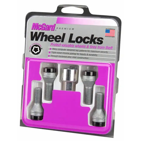 McGard Wheel Lock Bolt Set - 4pk. (Cone Seat) M12X1.5 / 17mm Hex 25.5mm Shank Length Black