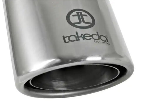 aFe 49T25404-P08 Takeda 304 Stainless Steel Clamp-On Exhaust Tip 2.5in. Inlet / 4in. Outlet 8in. L - Polished