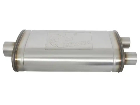 aFe 49M00014 MACHForce XP SS Muffler 3in Center Inlet / 2.5in Dual Outlets 22in L x 11in W 6in H Body