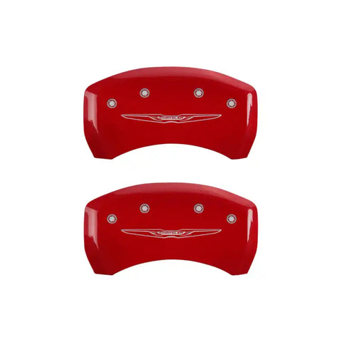 MGP 4 Caliper Covers Engraved Front & Rear Style 2/Chrysler Wing Yellow finish black ch