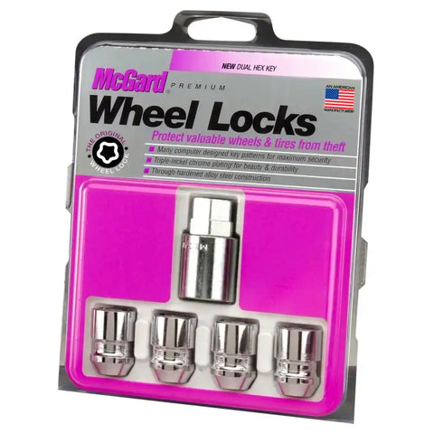 McGard Wheel Lock Nut Set - 4pk. (Cone Seat) 1/2-20 / 3/4 & 13/16 Dual Hex 1.28in. Length Chrome