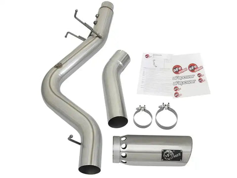 aFe 49-04085-P ATLAS 5in DPF-Back Aluminized Steel Exhaust System w/Polished Tips 2017 GM Duramax 6.6L (td) L5P