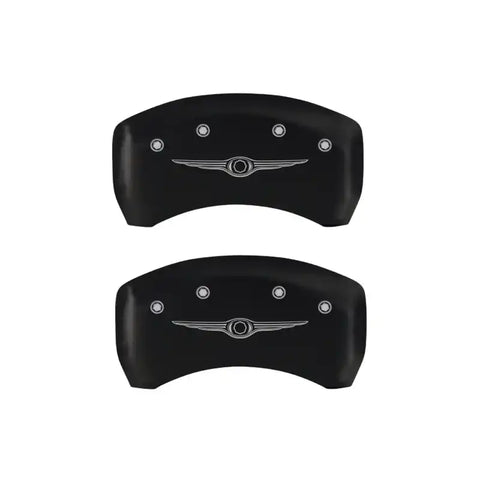 MGP 4 Caliper Covers Engraved Front & Rear Style 1/Chrysler Wing Red finish silver ch
