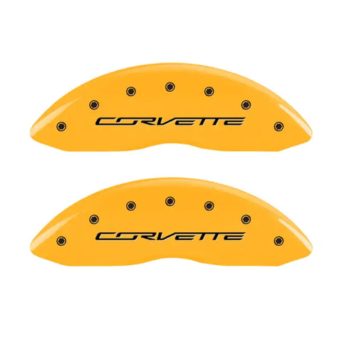 MGP 4 Caliper Covers Engraved Front & Rear C7/Corvette Yellow finish black ch
