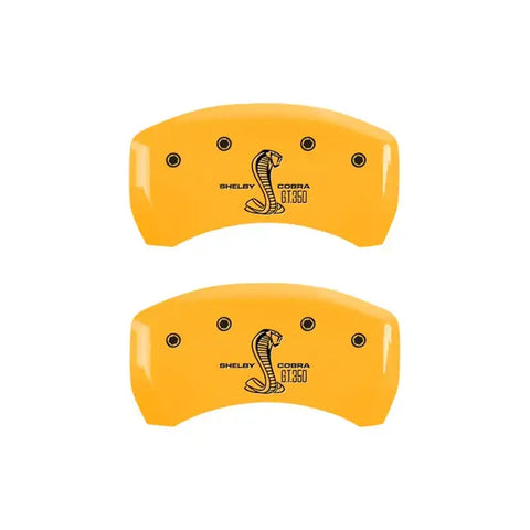 MGP Rear set 2 Caliper Covers Engraved Rear GT350 Shelby & Cobra Yellow finish black ch