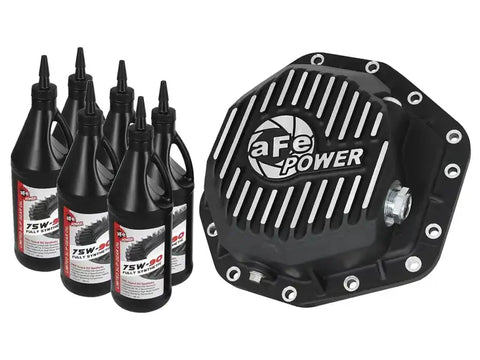 aFe 46-70352-WL Power Pro Series Rear Differential Cover Black w/Machined Fins 17-19 Ford Diesel Trucks V8-6.7L