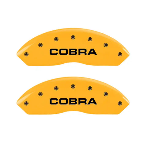 MGP 4 Caliper Covers Engraved Front Cobra Rear Snake Yellow Finish Black Char 2003 Ford Mustang