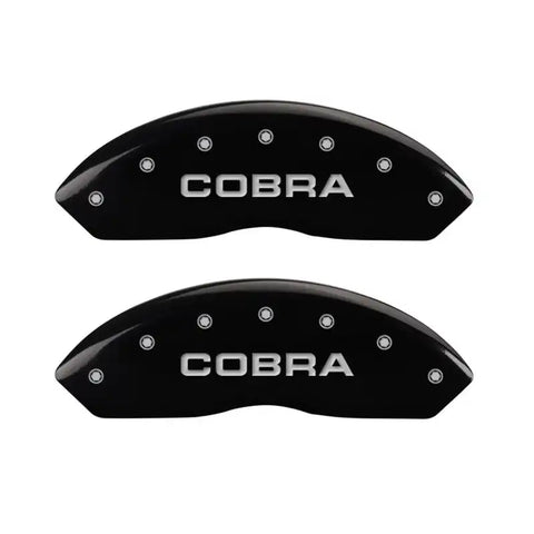 MGP 4 Caliper Covers Engraved Front & Rear Cobra Black finish silver ch