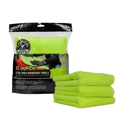 Chemical Guys El Gordo Thick Microfiber Towel - 16.5in x 16.5in - Green - 3 Pack - Case of 16
