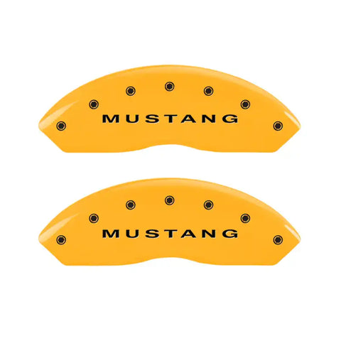 MGP 4 Caliper Covers Engraved Front Mustang Rear Bar & Pony Yellow Finish Blk Char 2006 Ford Mustang
